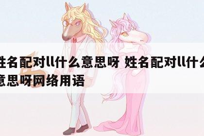 姓名配对ll什么意思呀 姓名配对ll什么意思呀网络用语
