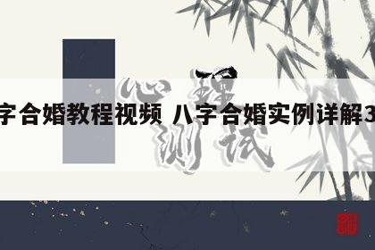 八字合婚教程视频 八字合婚实例详解300例