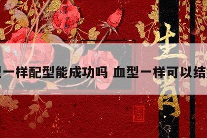 血型一样配型能成功吗 血型一样可以结婚吗