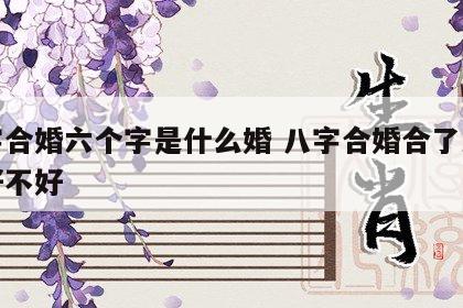 八字合婚六个字是什么婚 八字合婚合了六个字好不好