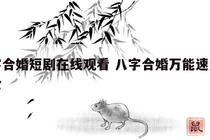 八字合婚短剧在线观看 八字合婚万能速查表大全