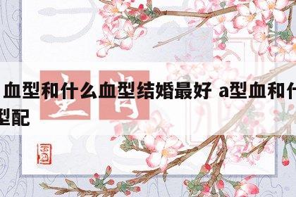 a阝血型和什么血型结婚最好 a型血和什么血型配