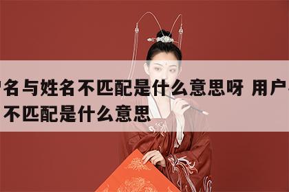 用户名与姓名不匹配是什么意思呀 用户名和姓名不匹配是什么意思