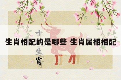 生肖相配的是哪些 生肖属相相配