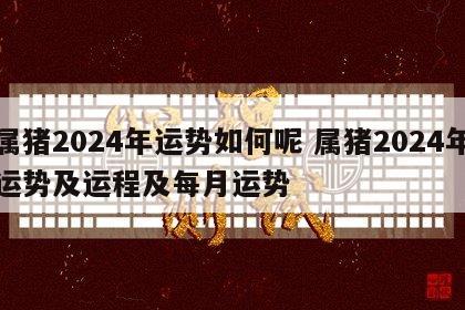属猪2024年运势如何呢 属猪2024年运势及运程及每月运势