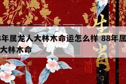 88年属龙人大林木命运怎么样 88年属龙是大林木命