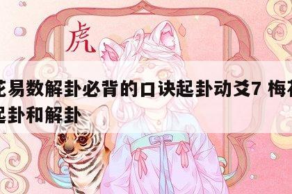 梅花易数解卦必背的口诀起卦动爻7 梅花易数起卦和解卦