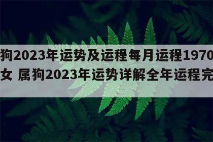属狗2023年运势及运程每月运程1970年女 属狗2023年运势详解全年运程完整版