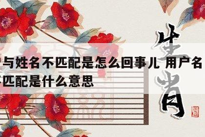 用户与姓名不匹配是怎么回事儿 用户名与姓名不匹配是什么意思