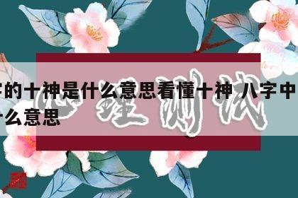 八字的十神是什么意思看懂十神 八字中十神是什么意思
