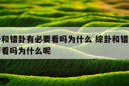 综卦和错卦有必要看吗为什么 综卦和错卦有必要看吗为什么呢
