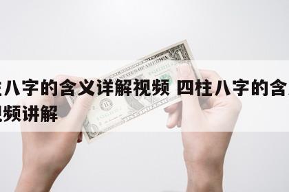 四柱八字的含义详解视频 四柱八字的含义详解视频讲解