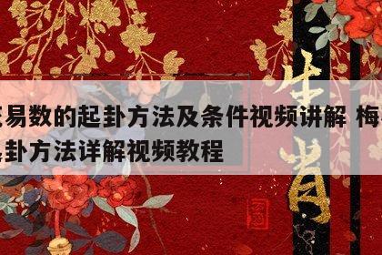 梅花易数的起卦方法及条件视频讲解 梅花易数起卦方法详解视频教程
