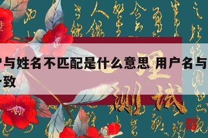 用户与姓名不匹配是什么意思 用户名与姓名不一致