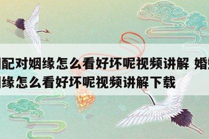 婚姻配对姻缘怎么看好坏呢视频讲解 婚姻配对姻缘怎么看好坏呢视频讲解下载