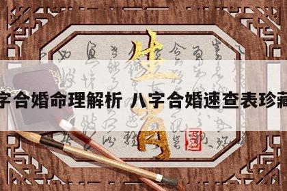 八字合婚命理解析 八字合婚速查表珍藏版