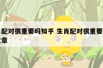 生肖配对很重要吗知乎 生肖配对很重要吗知乎文章