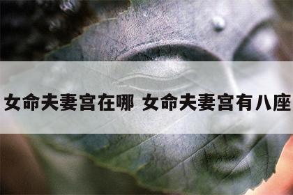 女命夫妻宫在哪 女命夫妻宫有八座
