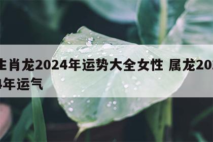 生肖龙2024年运势大全女性 属龙2024年运气