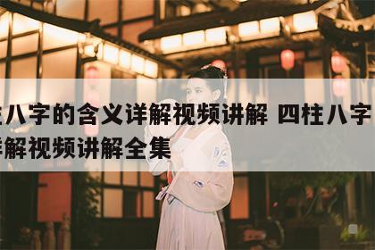 四柱八字的含义详解视频讲解 四柱八字的含义详解视频讲解全集