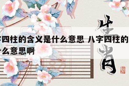 八字四柱的含义是什么意思 八字四柱的含义是什么意思啊