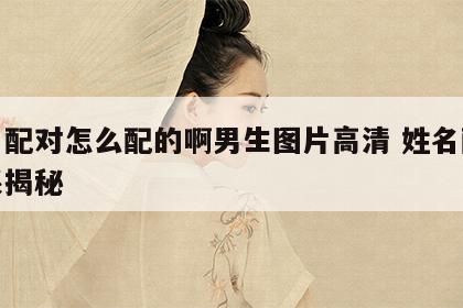 姓名配对怎么配的啊男生图片高清 姓名配对关系揭秘