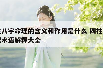 四柱八字命理的含义和作用是什么 四柱八字命理术语解释大全