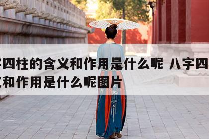 八字四柱的含义和作用是什么呢 八字四柱的含义和作用是什么呢图片