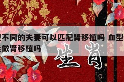 血型不同的夫妻可以匹配肾移植吗 血型不一致能做肾移植吗