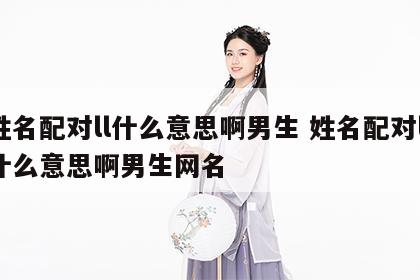 姓名配对ll什么意思啊男生 姓名配对ll什么意思啊男生网名