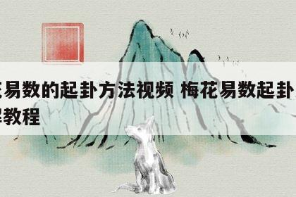 梅花易数的起卦方法视频 梅花易数起卦方法详解教程