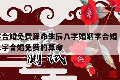 八字合婚免费算命生辰八字婚姻字合婚 最准的八字合婚免费的算命