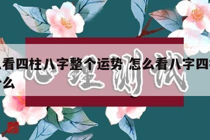怎么看四柱八字整个运势 怎么看八字四柱代表什么