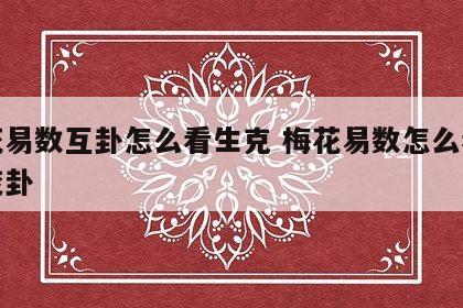 梅花易数互卦怎么看生克 梅花易数怎么看互卦变卦