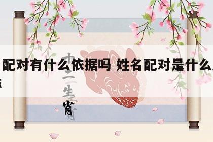 姓名配对有什么依据吗 姓名配对是什么原理准嘛