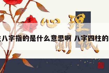 四柱八字指的是什么意思啊 八字四柱的含义