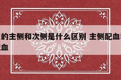血型的主侧和次侧是什么区别 主侧配血和次侧配血