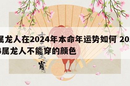 属龙人在2024年本命年运势如何 2024属龙人不能穿的颜色