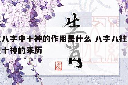 四柱八字中十神的作用是什么 八字八柱基础知识十神的来历