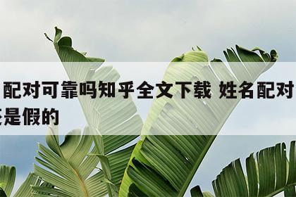 姓名配对可靠吗知乎全文下载 姓名配对是真的还是假的