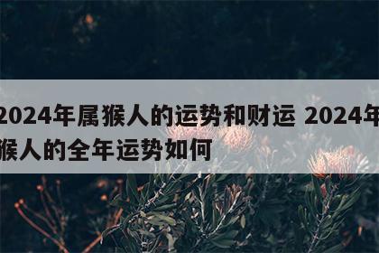 2024年属猴人的运势和财运 2024年猴人的全年运势如何