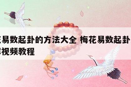 梅花易数起卦的方法大全 梅花易数起卦方法详解视频教程