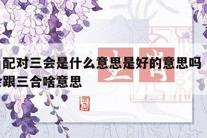 生肖配对三会是什么意思是好的意思吗 生肖三会跟三合啥意思