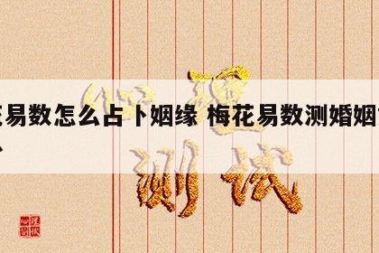 梅花易数怎么占卜姻缘 梅花易数测婚姻如何起卦