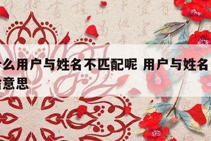 为什么用户与姓名不匹配呢 用户与姓名不匹配啥意思
