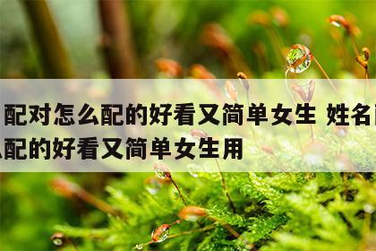 姓名配对怎么配的好看又简单女生 姓名配对怎么配的好看又简单女生用