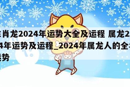 生肖龙2024年运势大全及运程 属龙2024年运势及运程_2024年属龙人的全年运势
