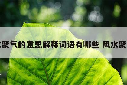 风水聚气的意思解释词语有哪些 风水聚水局