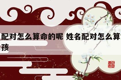 姓名配对怎么算命的呢 姓名配对怎么算命的呢男孩