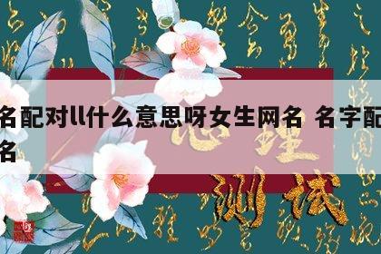 姓名配对ll什么意思呀女生网名 名字配对网名